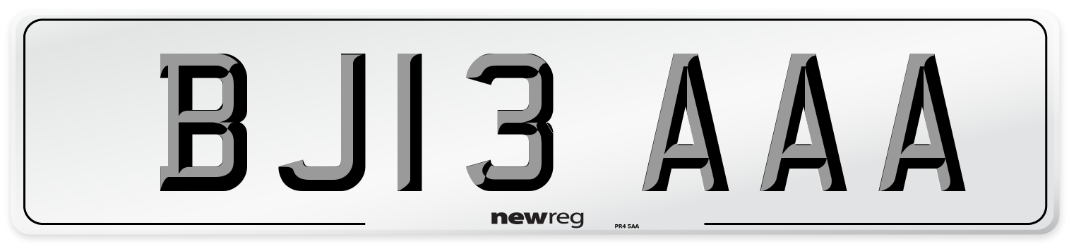 BJ13 AAA Number Plate from New Reg